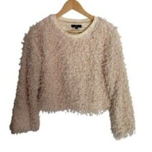 Fate Cream Shaggy Pullover Cropped Sweater